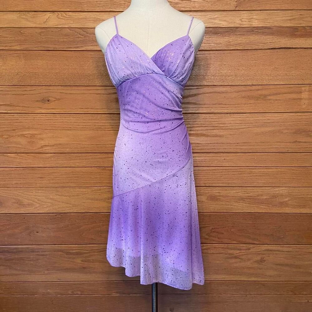 Y2K Taboo purple glitter party slip dress